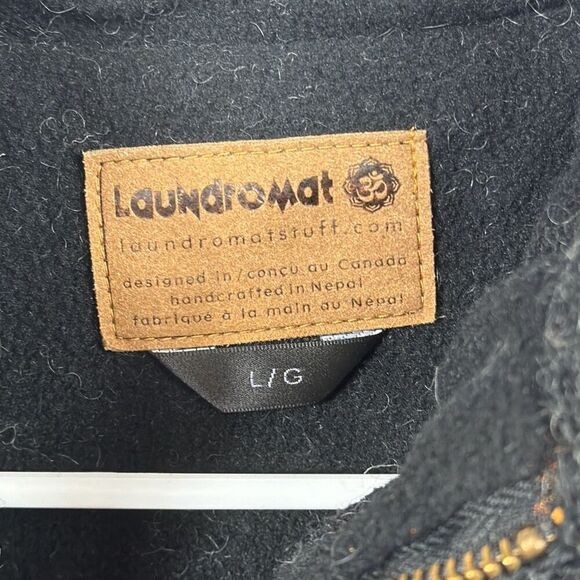 Laundromat Sweater Womens Large Cardigan Fair Isle Full Zip 100% Wool Gray - Picture 3 of 10